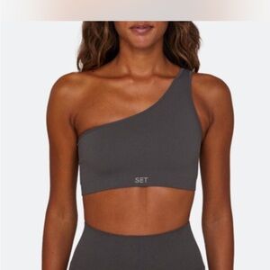 SET Active Gray One-Shoulder Bra (this is a set! Leggings AND bra top)